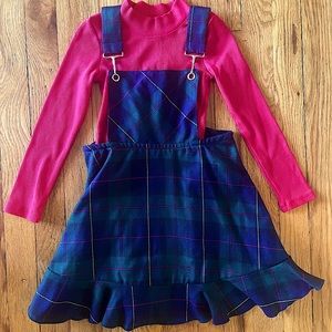 Bonnie Jean Jumper Dress Red & Green Plaid & Top size 4